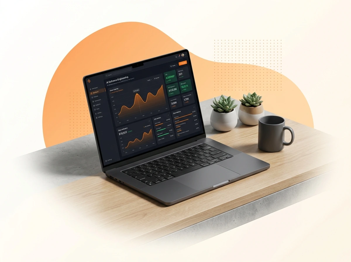 Software Engineering Analytics Dashboard on Modern Laptop